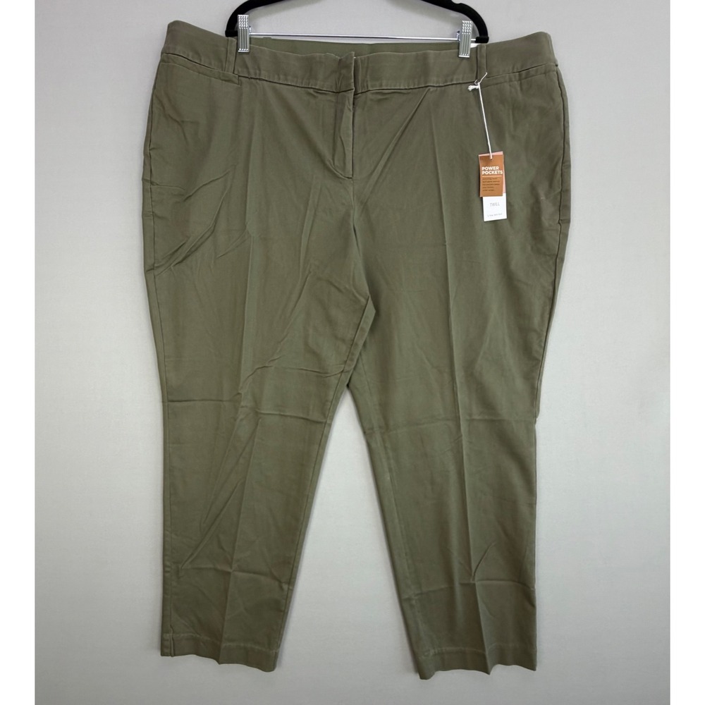 NWT Lane Bryant The Allie Skinny Ankle Pants Olive Green Twill Power Pockets 24